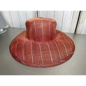 Callanan Millinery Netted Wide Brim Hat Red Orange Derby Party One Size